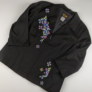 Bob Mackie Wearable Art Zip Up Blazer Jacket XL